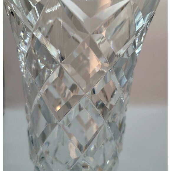 Waterford Crystal Kinsale Vase Cut Diamond Pattern Footed 7" Tall Vtg - Picture 2 of 9